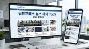 워드프레스 뉴스 테마 Top5를 비교하는 커버 이미지