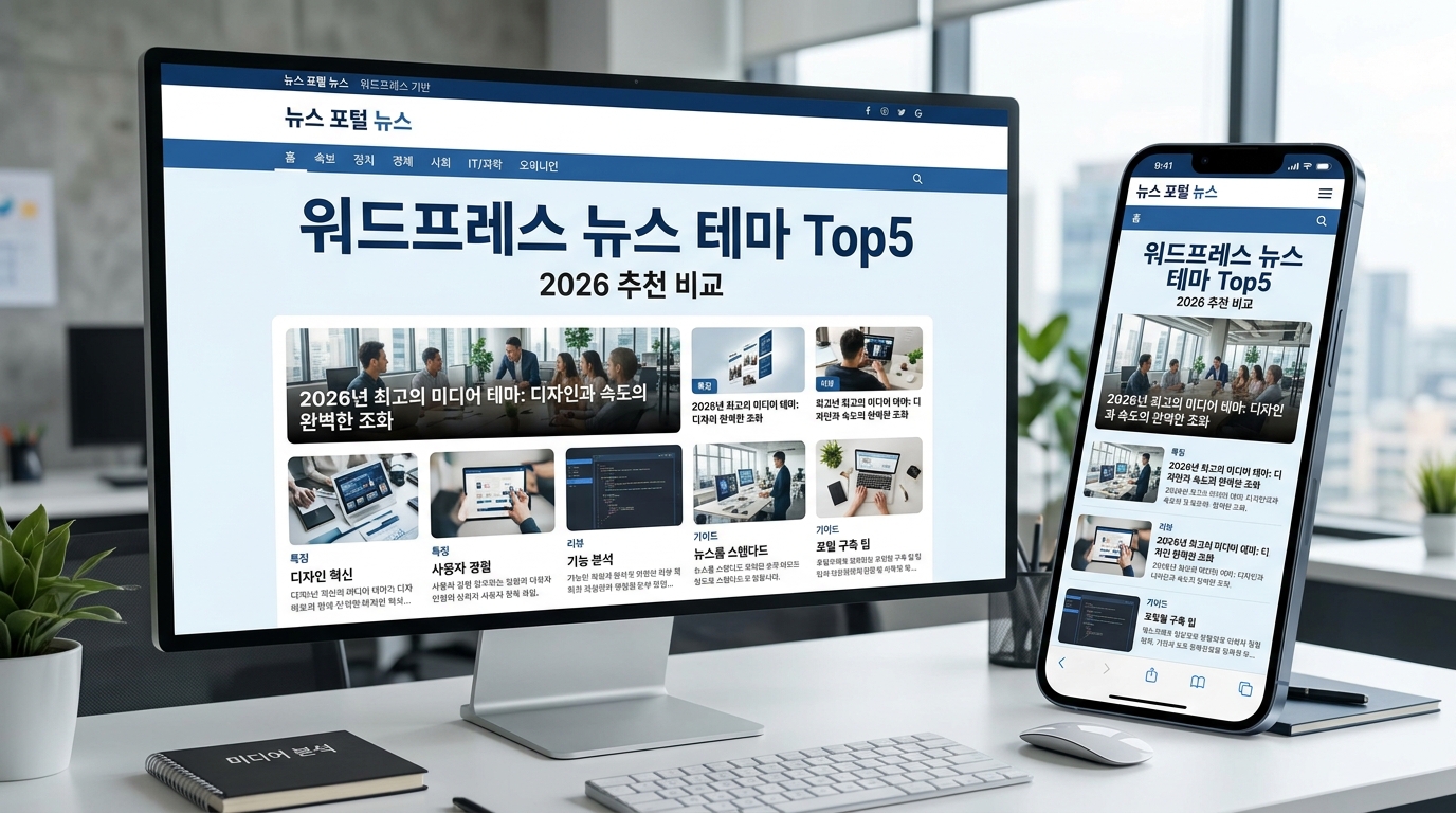 워드프레스 뉴스 테마 Top5를 비교하는 커버 이미지