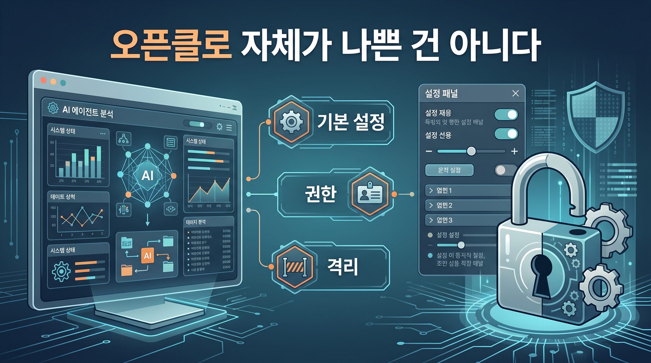 오픈클로의 기본 설정과 운영 방식 문제를 설명하는 커버 이미지
