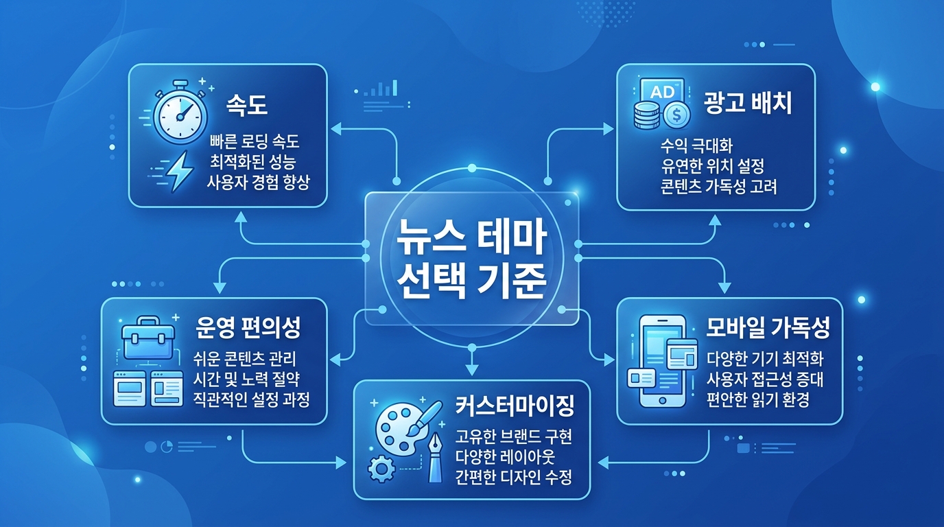 속도 광고 배치 모바일 가독성 기준으로 뉴스 테마를 고르는 인포그래픽