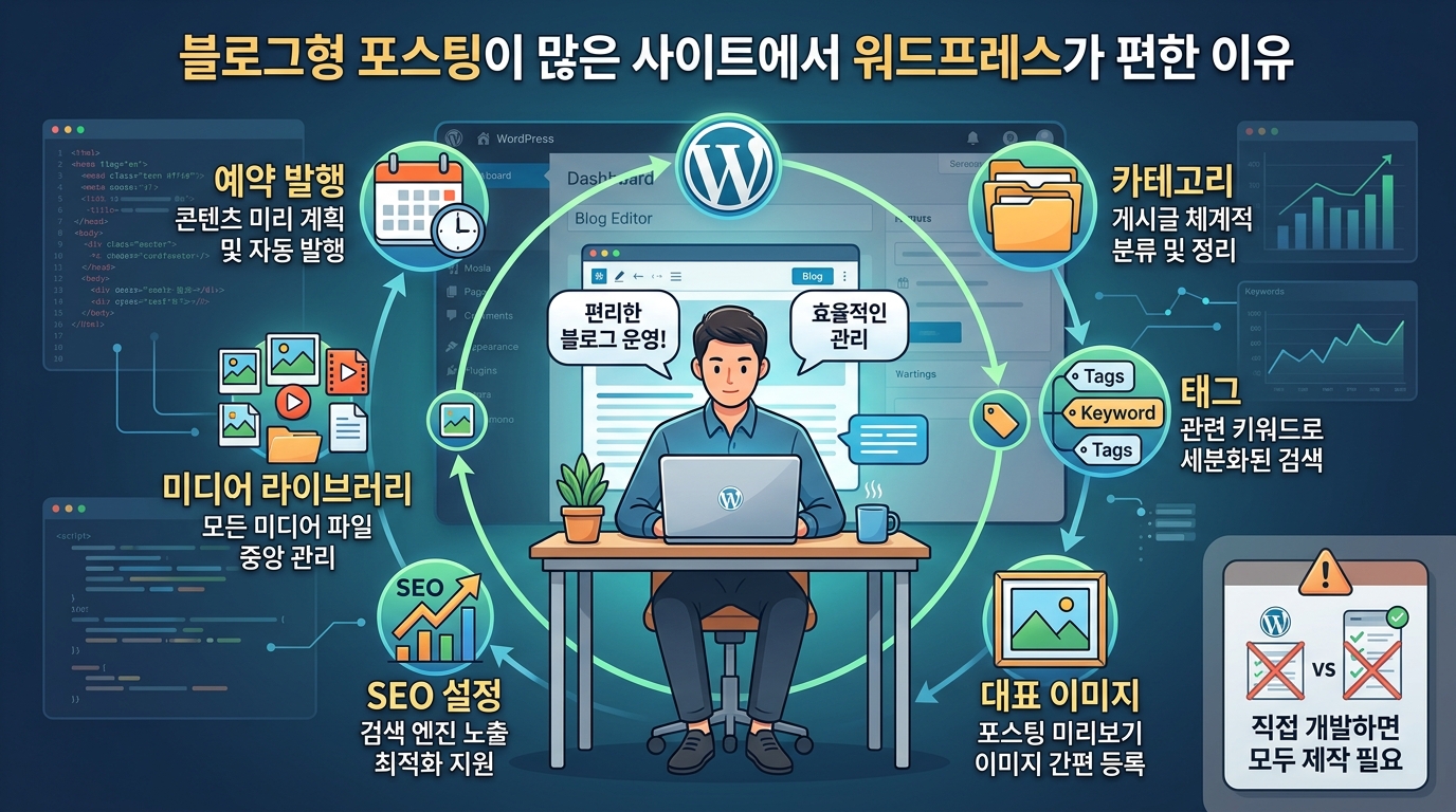 워드프레스 개발이 블로그 운영과 유지보수에 유리한 이유