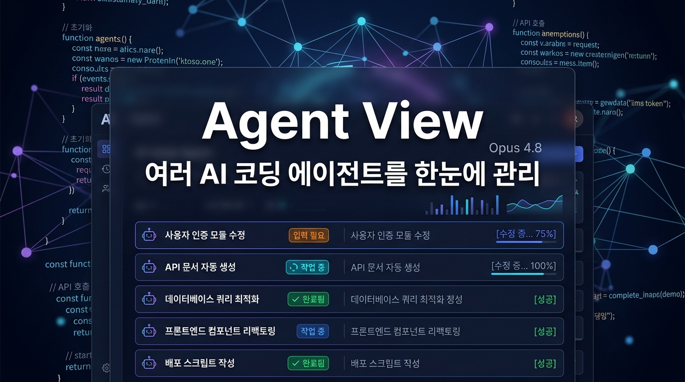 Agent View로 여러 Claude Code AI 코딩 에이전트를 관리하는 커버 이미지